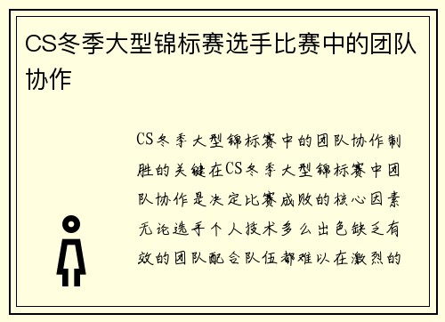 CS冬季大型锦标赛选手比赛中的团队协作